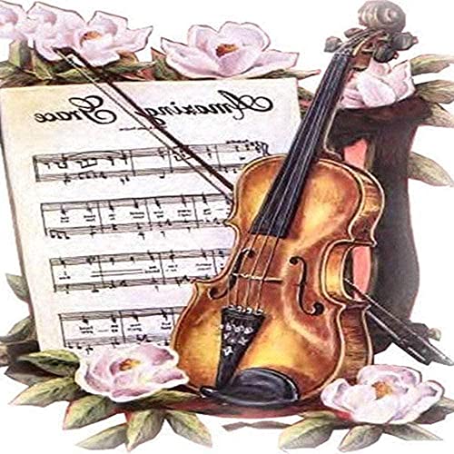 Kreuzstichset Für Erwachsene Blumen Musik Violine 11CT Full Range of Embroidery Starter Kit DIY Kinder Erwachsene Familie Dekoration 40x50cm von MLZSMYXGS
