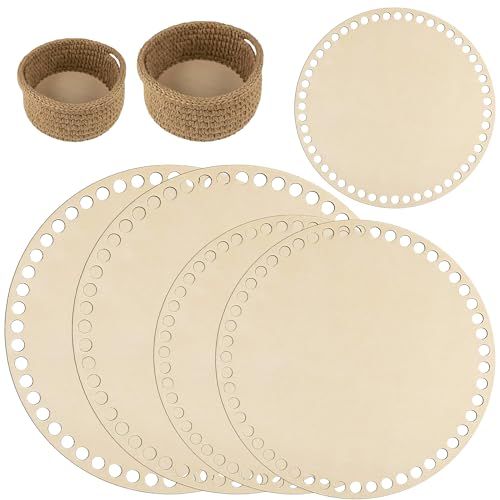 5 Stück Korbboden aus Holz – Naturholz, oval/rund, 15/20/25/30cm, für DIY Korb- und Taschenflechten (10/15/20cm) von MLZTINGR
