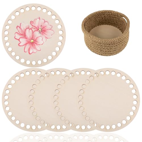 5 Stück Korbboden aus Holz – Naturholz, oval/rund, 15/20/25/30cm, für DIY Korb- und Taschenflechten (10cm) von MLZTINGR