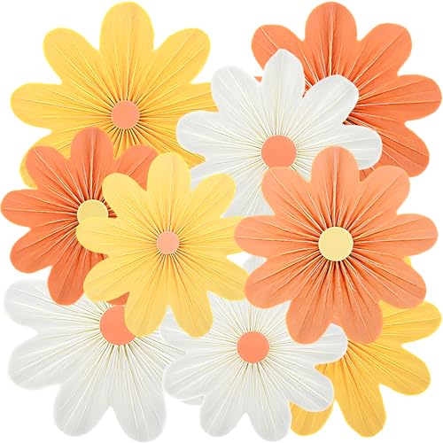 9 Stück Papier Fächer Dekoration, Hanging Orange Papierblumen Girlande für Hochzeit Geburtstag Tea Party Tischdeko Classroom Baby Shower Backdrop Garland Party Deko 9 Stück Papier Fächer Dekoration, Hanging Orange Papierblumen Girlande für Hochzeit Geburtstag Tea Party Tischdeko Classroom Baby Shower Backdrop Garland Party Deko von MLZTINGR