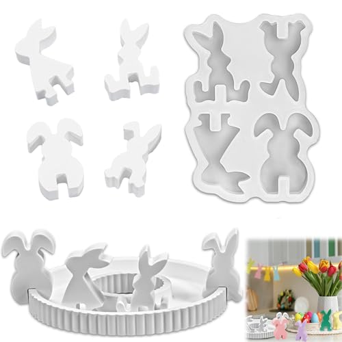 Silikonformen Gießformen Ostern Hase，DIY Deko für Kerzenhalter Handwerk, Silikonform Kerzenhalter Tablett für Ostern Dekoration von MLZTINGR