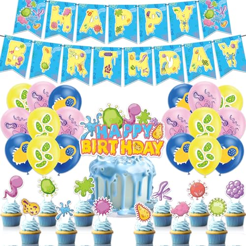 Viren Party Dekorationen Bakterien Geburtstag Party Supplies Enthält Mikrobe Virus Geburtstag Banner, Cake Topper, Cupcake Topper, Luftballons Viren Party Dekorationen Bakterien Geburtstag Party Supplies Enthält Mikrobe Virus Geburtstag Banner, Cake Topper, Cupcake Topper, Luftballons von MMBDAMAI