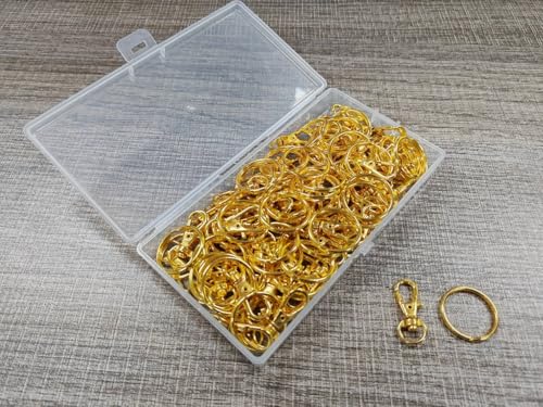 120 StkSchlüsselanhänger Ringe Set: 60 Schlüsselringe & 60 Karabinerverschluss Karabinerhaken, Karabiner Schlüsselanhänger Basteln, Schlüsselanhänger Selber Machen zum DIY Schmuck Zubehör(gold) von MMDBD