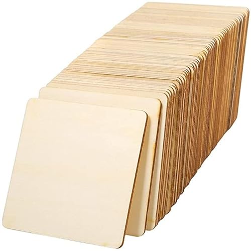 72 unfertige quadratische Holzscheiben 7,5 x 7,5 cm, blanko, for Basteln, 7,6 x 7,6 cm, for Untersetzer, Malen, Schreiben, Foto-Requisiten und Dekorationen von MMLFX
