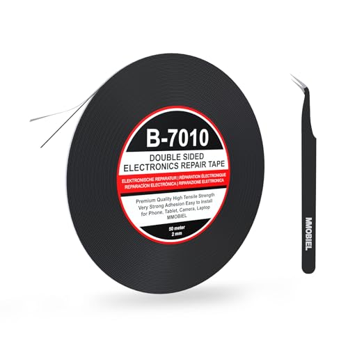 MMOBIEL 2 mm doppelseitiges Klebeband stark klebend Tape 50 m Rolle (Schwarz) für Smartphone Tablet Reparatur von MMOBIEL