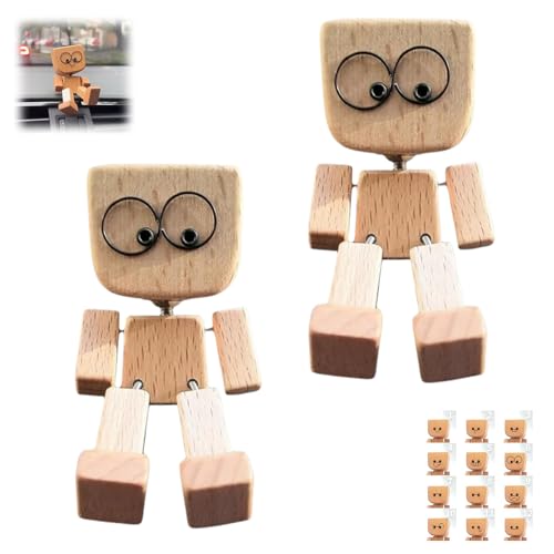 Schüttelnder Holzmann Figur, Wackelfigur Auto Holzfiguren, Schüttelnde Holz Wackelfigur, Charmante kleine Holzfigur mit 12 Austauschbare Magnetischen Ausdrücke, Holzfigur mit Schüttelnden Beine (2) Schüttelnder Holzmann Figur, Wackelfigur Auto Holzfiguren, Schüttelnde Holz Wackelfigur, Charmante kleine Holzfigur mit 12 Austauschbare Magnetischen Ausdrücke, Holzfigur mit Schüttelnden Beine (2) von MMQ