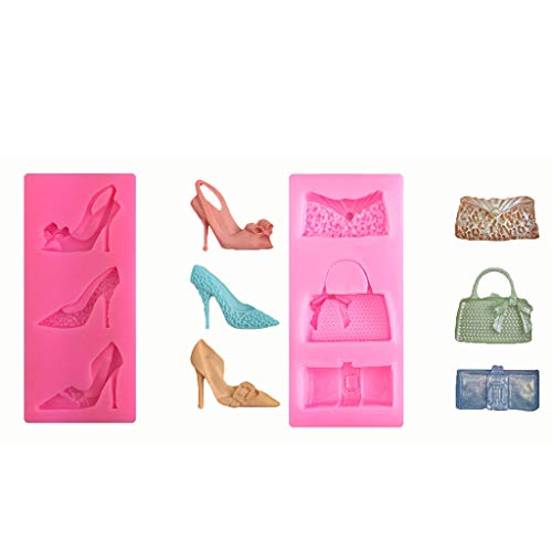 Silikonformen mit hohem Absatz, Schuhbeutel, Backen, Fondant, Schokolade, Gebäck, Backgeschirr, Küche, Kuchen, Dekorationswerkzeug, 2 Stück Silikonformen mit hohem Absatz, Schuhbeutel, Backen, Fondant, Schokolade, Gebäck, Backgeschirr, Küche, Kuchen, Dekorationswerkzeug, 2 Stück von MMSKY