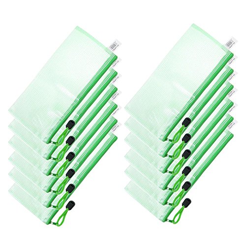 Beutel mit Reißverschluss, 12 Stück, PVC, Dokumententaschen, Format A6, für Schule und Büro, Etuis grün Beutel mit Reißverschluss, 12 Stück, PVC, Dokumententaschen, Format A6, für Schule und Büro, Etuis grün von MMY