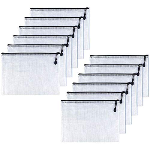 Dokumententasche, 12 Stück, mit Reißverschluss, aus PVC, für die Schule, das Büro, für Magazine, Dokumente, schwarz A4 Dokumententasche, 12 Stück, mit Reißverschluss, aus PVC, für die Schule, das Büro, für Magazine, Dokumente, schwarz A4 von MMY