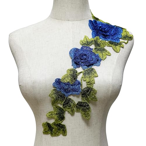 MMvloesy 3D-Rose zum Aufnähen, bestickte Spitzenapplikation, Hochzeitskleid, Brautkleid, Kopfschmuck, Verzierung, DIY-Aufnäher, Bekleidungszubehör, 43,2 x 15,2 cm, 1 Stück MMvloesy 3D-Rose zum Aufnähen, bestickte Spitzenapplikation, Hochzeitskleid, Brautkleid, Kopfschmuck, Verzierung, DIY-Aufnäher, Bekleidungszubehör, 43,2 x 15,2 cm, 1 Stück von MMvolesy