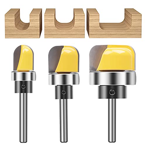 MNA Fräser-Bits, 3 Stück, 1/4 Zoll Schaft Schüssel und Tablett Vorlage Router Bit Set mit Kugellager, entworfen für Holzarbeiter MNA Fräser-Bits, 3 Stück, 1/4 Zoll Schaft Schüssel und Tablett Vorlage Router Bit Set mit Kugellager, entworfen für Holzarbeiter von MNA