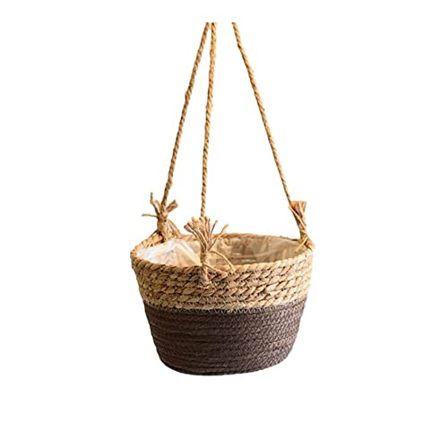 MNASH blumenampel außen Garten-Hängepflanzer, Pflanzenaufbewahrungskorb, Juteseil, gewebt, Indoor-Outdoor-Pflanzenaufhänger, Heimdekoration (Color : Coffee, Size : 20cm) von MNASH