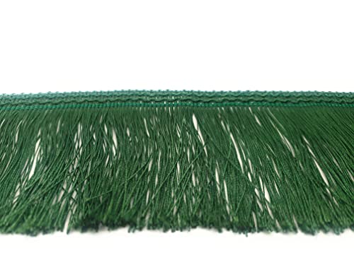 MNJ Trimmings Fransen-Quastenbordüre, 10 cm breit, erhältlich in 17 Farben (Grün) von MNJ-TRIMMINGS