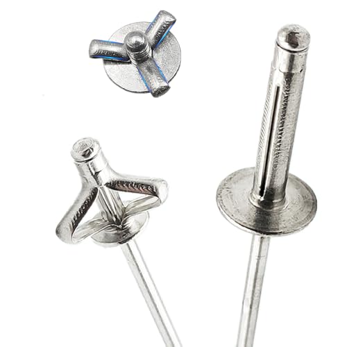 MNUPL 50 Stück silberfarbene Pop-Klappblindniete aus Aluminiumlegierung, Niete 3,2 mm, 4,0 mm, 4,8 mm, Bolzen, Stahlschaft, Dorn, Auspuffnieten, Befestigungselemente(4.0x16mm) von MNUPL