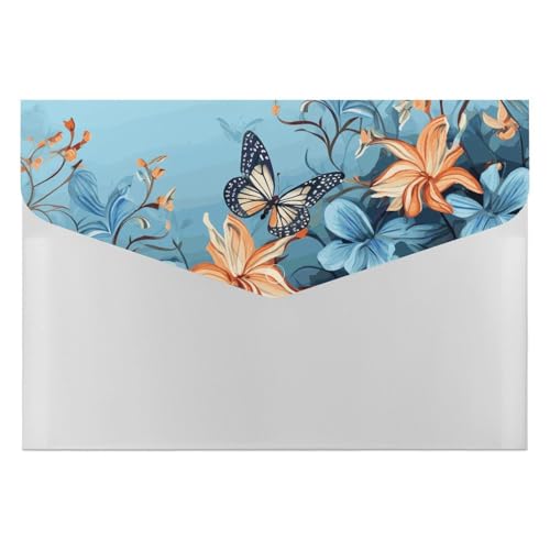 Akkordeon-Aktenordner, Fächermappe mit 6 Fächern, blauer Schmetterling, Blumen, Akkordean, Organizer, tragbare Dokumenten-Organizer, Tasche, A4-Papieraktenhalter für Büro, Rechnungen, Quittungen Akkordeon-Aktenordner, Fächermappe mit 6 Fächern, blauer Schmetterling, Blumen, Akkordean, Organizer, tragbare Dokumenten-Organizer, Tasche, A4-Papieraktenhalter für Büro, Rechnungen, Quittungen von MNVTSKOP