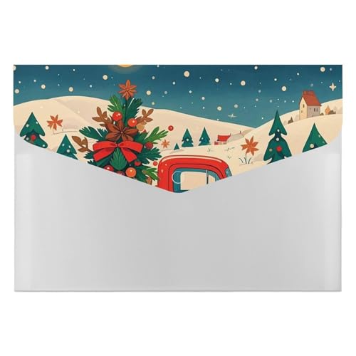 Akkordeon-Aktenordner, Fächermappe mit 6 Fächern, roter LKW, Weihnachten, Akkordeon-Ordner, tragbarer Dokumenten-Organizer, Tasche, A4-Papieraktenhalter für Büro, Rechnungen, Quittungen Akkordeon-Aktenordner, Fächermappe mit 6 Fächern, roter LKW, Weihnachten, Akkordeon-Ordner, tragbarer Dokumenten-Organizer, Tasche, A4-Papieraktenhalter für Büro, Rechnungen, Quittungen von MNVTSKOP