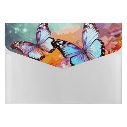 Akkordeon-Aktenordner, Fächermappe mit 6 Taschen, Blumen, bunt, Schmetterling, Akkordean, Organizer, tragbare Dokumenten-Organizer, Tasche, A4-Papier-Aktenhalter für Büro, Rechnungen, Quittungen Akkordeon-Aktenordner, Fächermappe mit 6 Taschen, Blumen, bunt, Schmetterling, Akkordean, Organizer, tragbare Dokumenten-Organizer, Tasche, A4-Papier-Aktenhalter für Büro, Rechnungen, Quittungen von MNVTSKOP