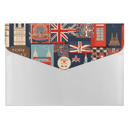 Akkordeon-Aktenordner, Fächermappe mit 6 Taschen, England-Symbole, Akkordeon-Ordner, tragbarer Dokumenten-Organizer, A4-Papier-Aktenhalter für Büro, Rechnungen, Quittungen Akkordeon-Aktenordner, Fächermappe mit 6 Taschen, England-Symbole, Akkordeon-Ordner, tragbarer Dokumenten-Organizer, A4-Papier-Aktenhalter für Büro, Rechnungen, Quittungen von MNVTSKOP