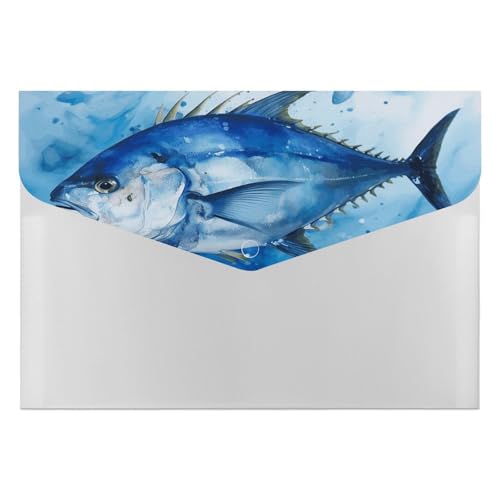 Akkordeon-Aktenordner, Fächermappe mit 6 Taschen, blauer Fisch-Akkordeon-Ordner, tragbarer Dokumenten-Organizer, A4-Papier-Aktenhalter für Büro, Rechnungen, Quittungen von MNVTSKOP