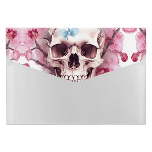 Akkordeon-Aktenordner, Fächermappe mit 6 Taschen, menschlicher Totenkopf, rosa Blumen, Akkordean-Ordner, Organizer, tragbare Dokumenten-Organizer, Tasche, A4-Papieraktenhalter für Büro, Rechnungen Akkordeon-Aktenordner, Fächermappe mit 6 Taschen, menschlicher Totenkopf, rosa Blumen, Akkordean-Ordner, Organizer, tragbare Dokumenten-Organizer, Tasche, A4-Papieraktenhalter für Büro, Rechnungen von MNVTSKOP
