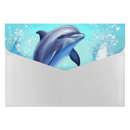 Akkordeon-Aktenordner, Fächermappe mit 6 Taschen, niedlicher Delfin-Akkordean-Ordner, tragbarer Dokumenten-Organizer, A4-Papier-Aktenhalter für Büro, Rechnungen, Quittungen Akkordeon-Aktenordner, Fächermappe mit 6 Taschen, niedlicher Delfin-Akkordean-Ordner, tragbarer Dokumenten-Organizer, A4-Papier-Aktenhalter für Büro, Rechnungen, Quittungen von MNVTSKOP