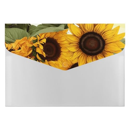 Akkordeon-Aktenordner mit 6 Fächern, Sonnenblumen, Blumenmuster, Akkordean-Ordner, tragbarer Dokumenten-Organizer, A4-Papier-Aktenhalter für Büro, Rechnungen, Quittungen Akkordeon-Aktenordner mit 6 Fächern, Sonnenblumen, Blumenmuster, Akkordean-Ordner, tragbarer Dokumenten-Organizer, A4-Papier-Aktenhalter für Büro, Rechnungen, Quittungen von MNVTSKOP