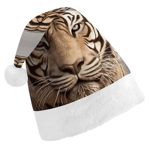 MNVTSKOP Plüsch-Weihnachtsmütze, 3D-Tigerkopf, bedruckt, Weihnachtsmannmütze, Uni, Weihnachtsmütze für Weihnachten, Neujahr, festliche Feiertagsparty MNVTSKOP Plüsch-Weihnachtsmütze, 3D-Tigerkopf, bedruckt, Weihnachtsmannmütze, Uni, Weihnachtsmütze für Weihnachten, Neujahr, festliche Feiertagsparty von MNVTSKOP