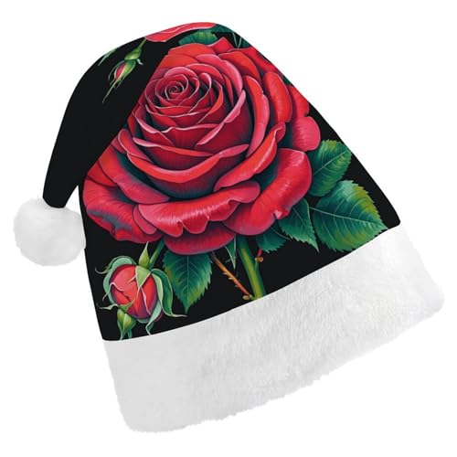 MNVTSKOP Plüsch-Weihnachtsmütze, Gothic-Rose, bedruckt, Weihnachtsmannmütze, Uni, Weihnachtsmütze für Weihnachten, Neujahr, festliche Feiertagsparty MNVTSKOP Plüsch-Weihnachtsmütze, Gothic-Rose, bedruckt, Weihnachtsmannmütze, Uni, Weihnachtsmütze für Weihnachten, Neujahr, festliche Feiertagsparty von MNVTSKOP