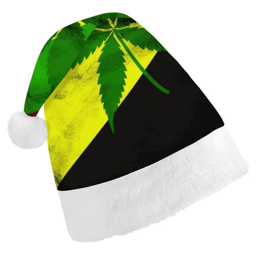 MNVTSKOP Plüsch-Weihnachtsmütze, Jamaika-Flagge, Blätter, bedruckt, Weihnachtsmannmütze, Uni, Weihnachtsmütze für Weihnachten, Neujahr, festliche Feiertagsparty MNVTSKOP Plüsch-Weihnachtsmütze, Jamaika-Flagge, Blätter, bedruckt, Weihnachtsmannmütze, Uni, Weihnachtsmütze für Weihnachten, Neujahr, festliche Feiertagsparty von MNVTSKOP