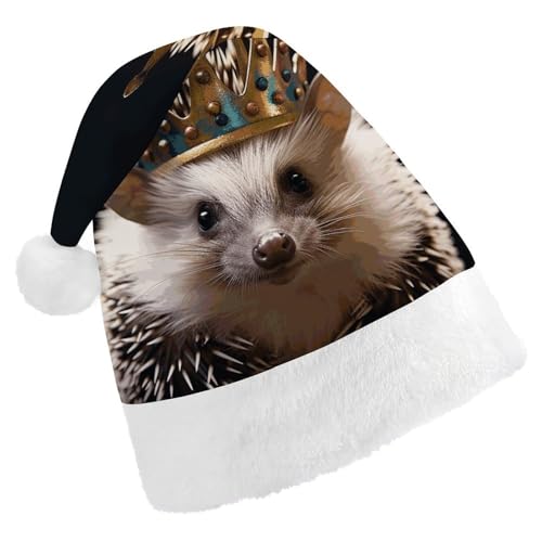 MNVTSKOP Plüsch-Weihnachtsmütze, Krone mit Igel, bedruckt, Weihnachtsmannmütze, Uni, Weihnachtsmütze für Weihnachten, Neujahr, festliche Feiertagsparty MNVTSKOP Plüsch-Weihnachtsmütze, Krone mit Igel, bedruckt, Weihnachtsmannmütze, Uni, Weihnachtsmütze für Weihnachten, Neujahr, festliche Feiertagsparty von MNVTSKOP