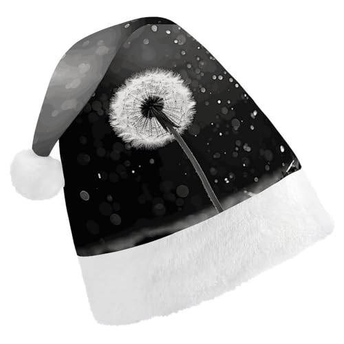 MNVTSKOP Plüsch-Weihnachtsmütze, Löwenzahn, schwarz-weiß, bedruckt, Weihnachtsmannmütze, Uni, Weihnachtsmütze für Weihnachten, Neujahr, festliche Feiertagsparty MNVTSKOP Plüsch-Weihnachtsmütze, Löwenzahn, schwarz-weiß, bedruckt, Weihnachtsmannmütze, Uni, Weihnachtsmütze für Weihnachten, Neujahr, festliche Feiertagsparty von MNVTSKOP
