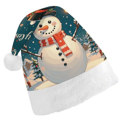 MNVTSKOP Plüsch-Weihnachtsmütze, Motiv: Frohe Weihnachten, schöner Schneemann, bedruckt, Weihnachtsmannmütze, Uni, Weihnachtsmütze für Weihnachten, Neujahr, festliche Feiertagsparty MNVTSKOP Plüsch-Weihnachtsmütze, Motiv: Frohe Weihnachten, schöner Schneemann, bedruckt, Weihnachtsmannmütze, Uni, Weihnachtsmütze für Weihnachten, Neujahr, festliche Feiertagsparty von MNVTSKOP