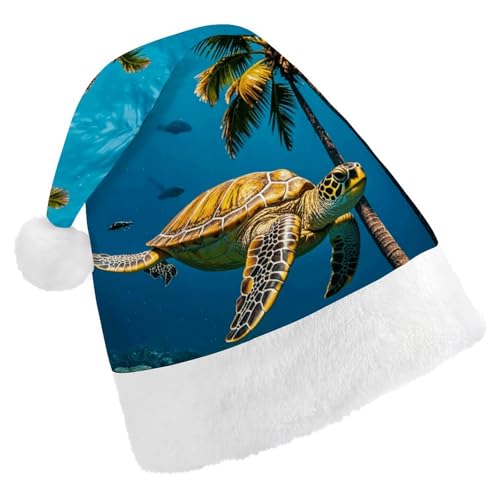 MNVTSKOP Plüsch-Weihnachtsmütze, Palmen und Meeresschildkröten, Tauchen, Unterwasser-Druck, Weihnachtsmannmütze, Uni, Weihnachtsmütze für Weihnachten, Neujahr, festliche Feiertagsparty MNVTSKOP Plüsch-Weihnachtsmütze, Palmen und Meeresschildkröten, Tauchen, Unterwasser-Druck, Weihnachtsmannmütze, Uni, Weihnachtsmütze für Weihnachten, Neujahr, festliche Feiertagsparty von MNVTSKOP