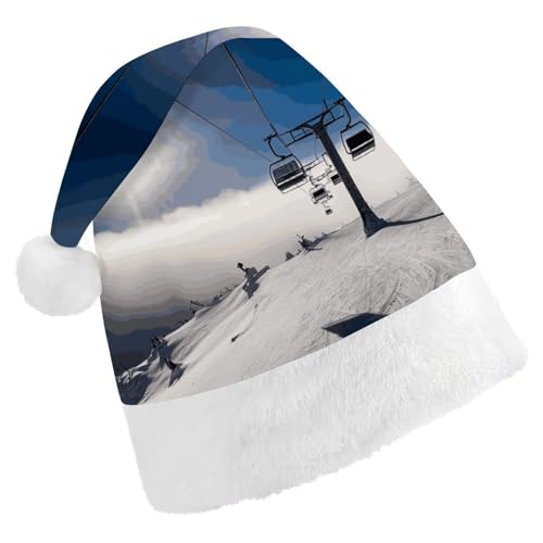 MNVTSKOP Plüsch-Weihnachtsmütze, Skilift bei Sonnenschein, bedruckt, Uni, Weihnachtsmütze für Weihnachten, Neujahr, festliche Feiertagsparty MNVTSKOP Plüsch-Weihnachtsmütze, Skilift bei Sonnenschein, bedruckt, Uni, Weihnachtsmütze für Weihnachten, Neujahr, festliche Feiertagsparty von MNVTSKOP