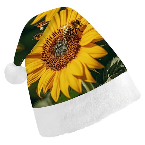 MNVTSKOP Plüsch-Weihnachtsmütze, Sonnenblumen-Bienen, bedruckt, Weihnachtsmannmütze, Uni, Weihnachtsmütze für Weihnachten, Neujahr, festliche Feiertagsparty MNVTSKOP Plüsch-Weihnachtsmütze, Sonnenblumen-Bienen, bedruckt, Weihnachtsmannmütze, Uni, Weihnachtsmütze für Weihnachten, Neujahr, festliche Feiertagsparty von MNVTSKOP