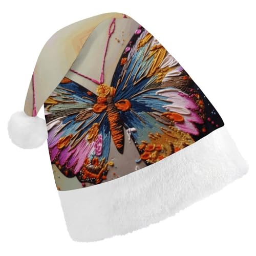 MNVTSKOP Plüsch-Weihnachtsmütze, Stickerei, bunt, Schmetterling, bedruckt, Weihnachtsmannmütze, Uni, Weihnachtsmütze für Weihnachten, Neujahr, festliche Feiertagsparty MNVTSKOP Plüsch-Weihnachtsmütze, Stickerei, bunt, Schmetterling, bedruckt, Weihnachtsmannmütze, Uni, Weihnachtsmütze für Weihnachten, Neujahr, festliche Feiertagsparty von MNVTSKOP