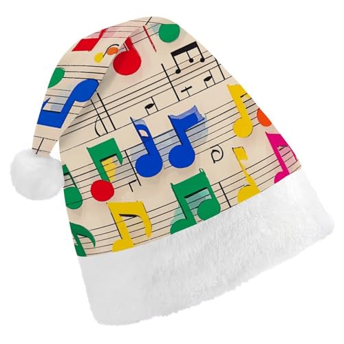 MNVTSKOP Plüsch-Weihnachtsmütze, bunt, Musiknoten, bedruckt, Weihnachtsmannmütze, Uni, Weihnachtsmütze für Weihnachten, Neujahr, festliche Feiertagsparty MNVTSKOP Plüsch-Weihnachtsmütze, bunt, Musiknoten, bedruckt, Weihnachtsmannmütze, Uni, Weihnachtsmütze für Weihnachten, Neujahr, festliche Feiertagsparty von MNVTSKOP