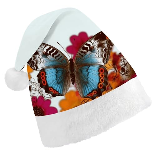 MNVTSKOP Plüsch-Weihnachtsmütze, bunte Blume, Schmetterling, bedruckt, Weihnachtsmannmütze, Uni, Weihnachtsmütze für Weihnachten, Neujahr, festliche Feiertagsparty MNVTSKOP Plüsch-Weihnachtsmütze, bunte Blume, Schmetterling, bedruckt, Weihnachtsmannmütze, Uni, Weihnachtsmütze für Weihnachten, Neujahr, festliche Feiertagsparty von MNVTSKOP