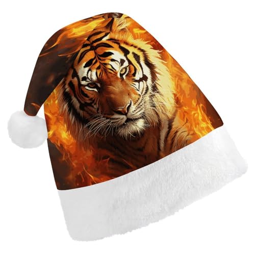 MNVTSKOP Plüsch-Weihnachtsmütze, cooler Tiger in Flamme, bedruckt, Weihnachtsmannmütze, Uni, Weihnachtsmütze für Weihnachten, Neujahr, festliche Feiertagsparty MNVTSKOP Plüsch-Weihnachtsmütze, cooler Tiger in Flamme, bedruckt, Weihnachtsmannmütze, Uni, Weihnachtsmütze für Weihnachten, Neujahr, festliche Feiertagsparty von MNVTSKOP