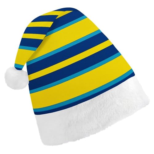 MNVTSKOP Plüsch-Weihnachtsmütze, gelbe und blaue Streifen, bedruckte Weihnachtsmannmütze, Uni, Weihnachtsmütze für Weihnachten, Neujahr, festliche Feiertagsparty MNVTSKOP Plüsch-Weihnachtsmütze, gelbe und blaue Streifen, bedruckte Weihnachtsmannmütze, Uni, Weihnachtsmütze für Weihnachten, Neujahr, festliche Feiertagsparty von MNVTSKOP