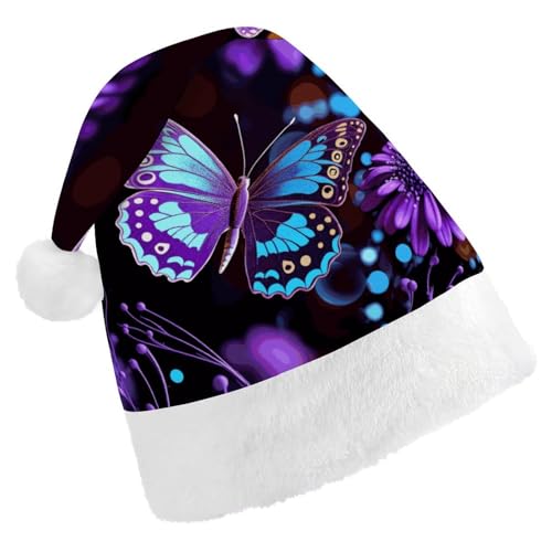 MNVTSKOP Plüsch-Weihnachtsmütze, lila Schmetterling und Blumen, bedruckt, Weihnachtsmannmütze, Uni, Weihnachtsmütze für Weihnachten, Neujahr, festliche Feiertagsparty MNVTSKOP Plüsch-Weihnachtsmütze, lila Schmetterling und Blumen, bedruckt, Weihnachtsmannmütze, Uni, Weihnachtsmütze für Weihnachten, Neujahr, festliche Feiertagsparty von MNVTSKOP