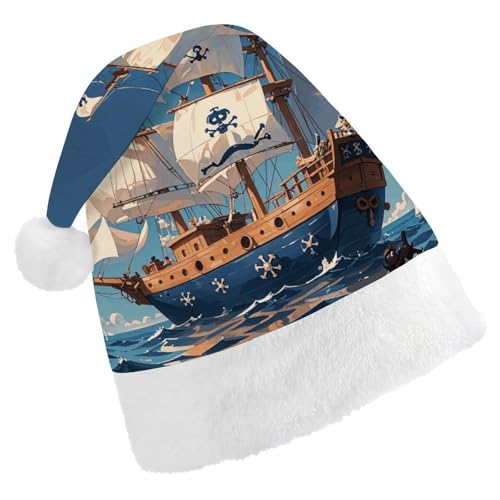 MNVTSKOP Plüsch-Weihnachtsmütze, nautisches Segel-Piraten-Thema, bedruckt, Weihnachtsmannmütze, Uni, Weihnachtsmütze für Weihnachten, Neujahr, festliche Feiertagsparty MNVTSKOP Plüsch-Weihnachtsmütze, nautisches Segel-Piraten-Thema, bedruckt, Weihnachtsmannmütze, Uni, Weihnachtsmütze für Weihnachten, Neujahr, festliche Feiertagsparty von MNVTSKOP