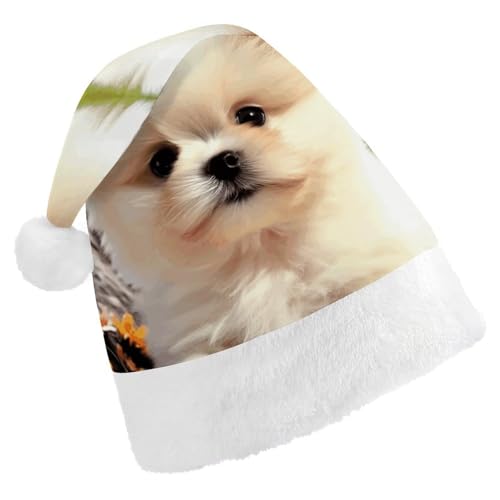 MNVTSKOP Plüsch-Weihnachtsmütze, niedlicher Hund, bedruckt, Weihnachtsmannmütze, Uni, Weihnachtsmütze für Weihnachten, Neujahr, festliche Feiertagsparty MNVTSKOP Plüsch-Weihnachtsmütze, niedlicher Hund, bedruckt, Weihnachtsmannmütze, Uni, Weihnachtsmütze für Weihnachten, Neujahr, festliche Feiertagsparty von MNVTSKOP