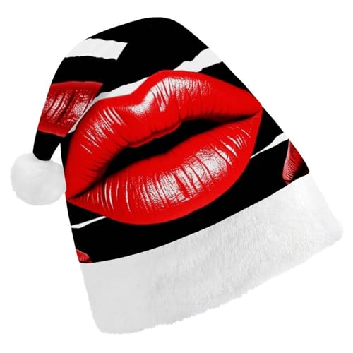 MNVTSKOP Plüsch-Weihnachtsmütze, rote Lippen, Kuss, bedruckt, Weihnachtsmannmütze, Uni, Weihnachtsmütze für Weihnachten, Neujahr, festliche Feiertagsparty MNVTSKOP Plüsch-Weihnachtsmütze, rote Lippen, Kuss, bedruckt, Weihnachtsmannmütze, Uni, Weihnachtsmütze für Weihnachten, Neujahr, festliche Feiertagsparty von MNVTSKOP