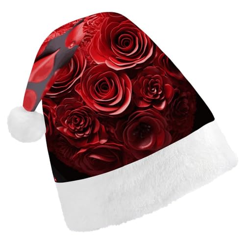 MNVTSKOP Plüsch-Weihnachtsmütze, rote Rose, Herz, bedruckt, Weihnachtsmannmütze, Uni, Weihnachtsmütze für Weihnachten, Neujahr, festliche Feiertagsparty MNVTSKOP Plüsch-Weihnachtsmütze, rote Rose, Herz, bedruckt, Weihnachtsmannmütze, Uni, Weihnachtsmütze für Weihnachten, Neujahr, festliche Feiertagsparty von MNVTSKOP