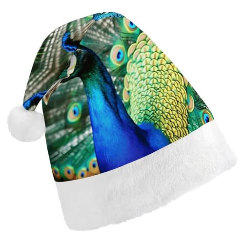 MNVTSKOP Plüsch-Weihnachtsmütze, schöner Pfauen-Druck, Weihnachtsmannmütze, Uni, Weihnachtsmütze für Weihnachten, Neujahr, festliche Feiertagsparty MNVTSKOP Plüsch-Weihnachtsmütze, schöner Pfauen-Druck, Weihnachtsmannmütze, Uni, Weihnachtsmütze für Weihnachten, Neujahr, festliche Feiertagsparty von MNVTSKOP