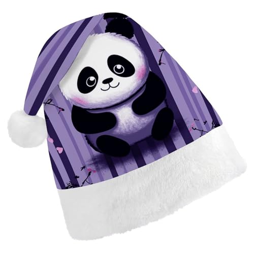 MNVTSKOP Plüsch-Weihnachtsmütze, violett, gestreift, Panda, bedruckt, Uni, Weihnachtsmütze für Weihnachten, Neujahr, festliche Feiertagsparty MNVTSKOP Plüsch-Weihnachtsmütze, violett, gestreift, Panda, bedruckt, Uni, Weihnachtsmütze für Weihnachten, Neujahr, festliche Feiertagsparty von MNVTSKOP