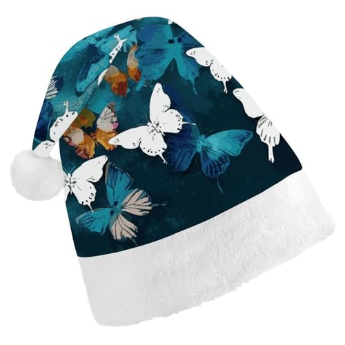 MNVTSKOP Plüsch-Weihnachtsmütze, weiße Schmetterlinge, bedruckt, Weihnachtsmannmütze, Uni, Weihnachtsmütze für Weihnachten, Neujahr, festliche Feiertagsparty MNVTSKOP Plüsch-Weihnachtsmütze, weiße Schmetterlinge, bedruckt, Weihnachtsmannmütze, Uni, Weihnachtsmütze für Weihnachten, Neujahr, festliche Feiertagsparty von MNVTSKOP