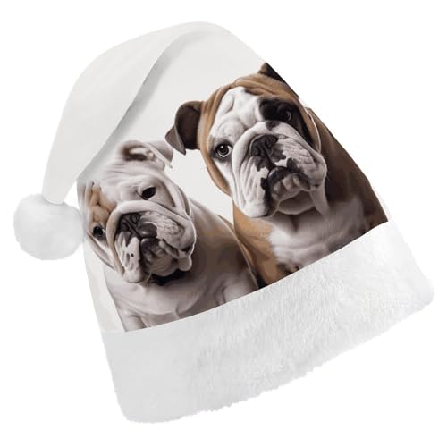 MNVTSKOP Plüsch-Weihnachtsmütze, zwei niedliche Bulldoggen, bedruckt, Weihnachtsmannmütze, Uni, Weihnachtsmütze für Weihnachten, Neujahr, festliche Feiertagsparty MNVTSKOP Plüsch-Weihnachtsmütze, zwei niedliche Bulldoggen, bedruckt, Weihnachtsmannmütze, Uni, Weihnachtsmütze für Weihnachten, Neujahr, festliche Feiertagsparty von MNVTSKOP