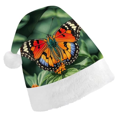 MNVTSKOP Weihnachtsmütze aus Plüsch, bunt, mit Schmetterling, bedruckt, Uni, Weihnachtsmütze für Weihnachten, Neujahr, festliche Feiertagsparty MNVTSKOP Weihnachtsmütze aus Plüsch, bunt, mit Schmetterling, bedruckt, Uni, Weihnachtsmütze für Weihnachten, Neujahr, festliche Feiertagsparty von MNVTSKOP